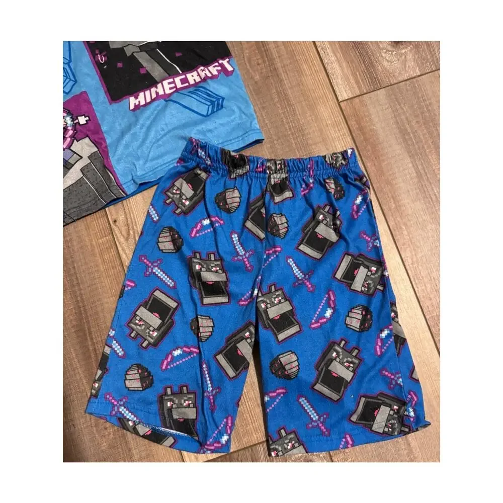 Minecraft Boys 2-Piece Pajama Set Size 8 Blue Short Sleeve Shirt & Shorts
